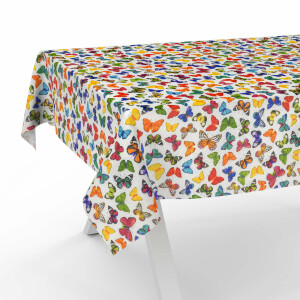 Tischdecke Stoff Tischwäsche Textil abwaschbar Tischtuch Baumwolle Polyester Colorful Butterflies 90x130cm Outdoor Tischdecke