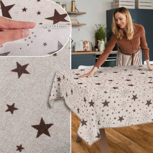 Tischdecke Stoff Tischwäsche Textil abwaschbar Tischtuch Baumwolle Polyester Stars 200x140cm Outdoor Tischdecke