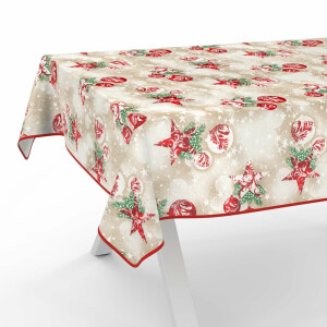 Tischdecke Stoff Tischwäsche Textil abwaschbar Tischtuch Baumwolle Polyester Christmas Red 160x100cm Outdoor Tischdecke