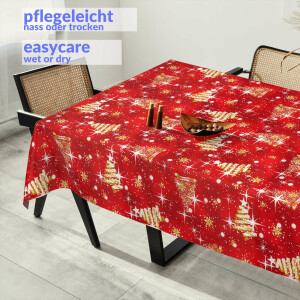 Tischdecke Stoff Tischwäsche Textil abwaschbar Tischtuch Baumwolle Polyester Christmas Beige 160x120cm Outdoor Tischdecke