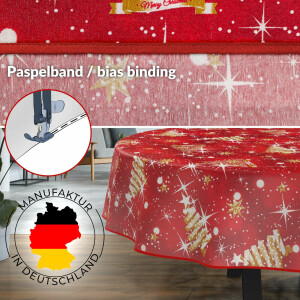 Tischdecke Stoff Tischwäsche Textil abwaschbar Tischtuch Baumwolle Polyester Christmas Beige Oval 160x140cm Outdoor Tischdecke