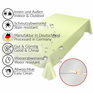 Wachstuch Tischdecke abwaschbar Wachstischdecke Uni Leinenoptik Grün Punkte