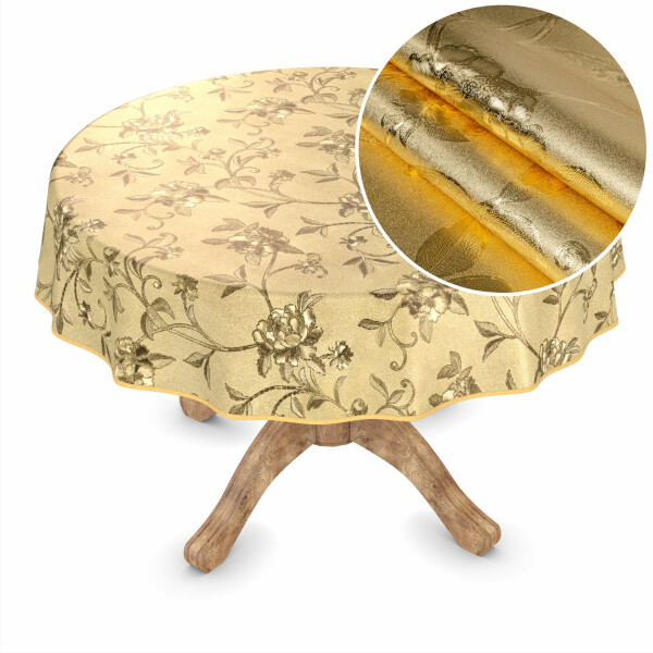 Wachstuch Tischdecke abwaschbar Wachstischdecke glänzend Breite 140cm Gold