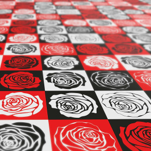 Wachstischdecke abwaschbar Wachstuch Rosen PopArt Retro Style Rot Schwarz Weiß