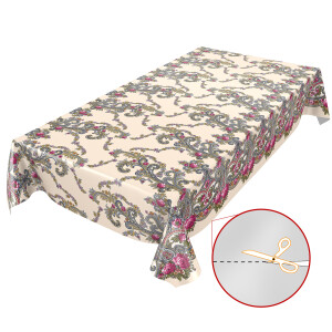 Wachstuch Tischdecke abwaschbar Wachstischdecke Oriental Blumen Muster Creme Bunt