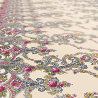 Wachstuch Tischdecke abwaschbar Wachstischdecke Oriental Blumen Muster Creme Bunt