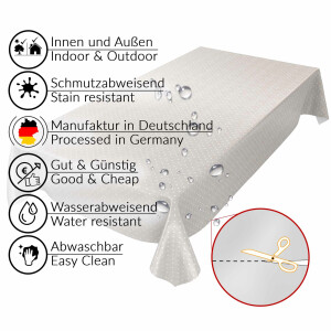 Wachstuch Tischdecke abwaschbar Wachstischdecke Uni Leinenoptik Creme Punkte