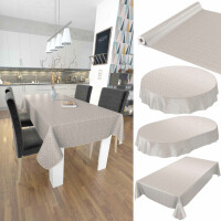 Wachstuch Tischdecke abwaschbar Wachstischdecke Uni Leinenoptik Creme Punkte 200x140cm