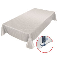 Wachstuch Tischdecke abwaschbar Wachstischdecke Uni Leinenoptik Creme Punkte 100x140cm eingefasst