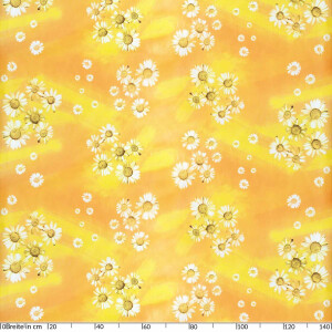 Wachstuch Tischdecke Gelbe Kamille Blumen Oval 180x140cm