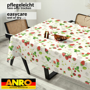 Wachstuchtischdecke Tischdecke abwaschbar Wachstischdecke Gartischdecke Rechteck Erdbeeren Outdoor Tischdecke