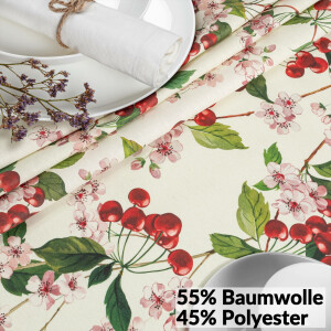 Abwaschbare Tischdecke Stofftischdecke Textil Tischtuch Gartentischdecke Meterware Kirsche Rechteck 90x130cm mit Saum