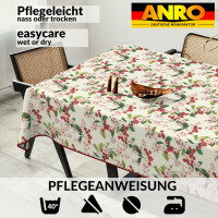 Abwaschbare Tischdecke Stofftischdecke Textil Tischtuch Gartentischdecke Meterware Kirsche Rechteck 90x130cm mit Saum