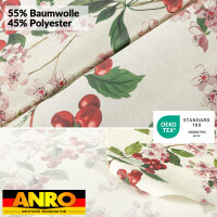 Abwaschbare Tischdecke Stofftischdecke Textil Tischtuch Gartentischdecke Meterware Kirsche Rechteck 90x130cm mit Saum