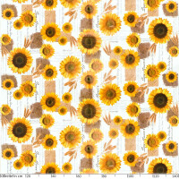 Sonnenblumen Patchwork Jute 180x140cm Wachstuch Tischdecke