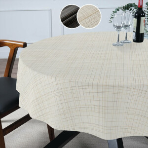 Stofftischdecke abwaschbare Tischdecke ROMA mit Teflon beschichtet gestreift Baumwolle Polyester Rund