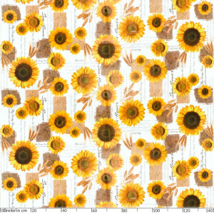 Sonnenblumen Patchwork Jute Oval 180x140cm Wachstuch Tischdecke eingefasst