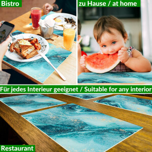 Perfektes Tischset für stilvolle Mahlzeiten –  Marmor Blau 35x50cm