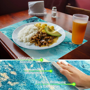 Perfektes Tischset für stilvolle Mahlzeiten –  Marmor Blau 35x50cm