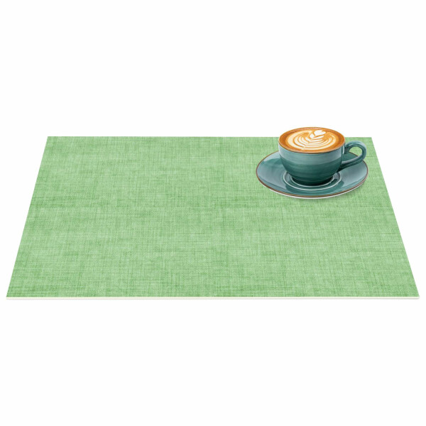 Tischsets Platzsets PVC Platzdeckchen abwaschbar Tischuntersetzer Uni Leinen green 35x50cm