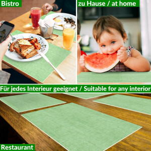 Tischsets Platzsets PVC Platzdeckchen abwaschbar Tischuntersetzer Uni Leinen green 35x50cm