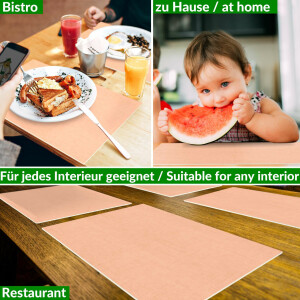 Tischsets Platzsets PVC Platzdeckchen abwaschbar Tischuntersetzer Uni Leinen peach 35x50cm