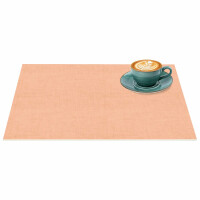 Tischsets Platzsets PVC Platzdeckchen abwaschbar Tischuntersetzer Uni Leinen peach 35x50cm