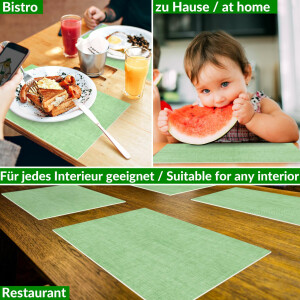 Platzset Tischset Platzdeckchen abwaschbar Tischuntersetzer PVC hitzebeständig Uni Leinen green 30x45cm