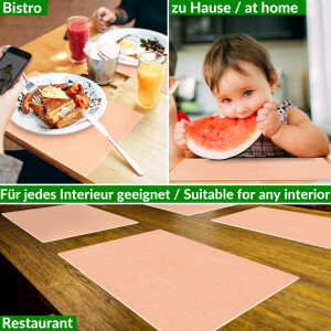 Tischsets Platzsets PVC Platzdeckchen abwaschbar Tischuntersetzer 30x45cm Uni Leinen peach 30x45cm