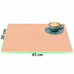 Tischsets Platzsets PVC Platzdeckchen abwaschbar Tischuntersetzer 30x45cm Uni Leinen peach 30x45cm