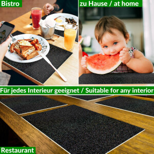 Perfektes Tischset für stilvolle Mahlzeiten –  Glitzer Uni Schwarz 30x45cm