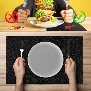 Perfektes Tischset für stilvolle Mahlzeiten –  Glitzer Uni Schwarz 30x45cm