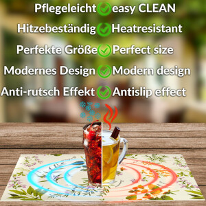 Tischsets Platzsets PVC Platzdeckchen abwaschbar Tischuntersetzer Botanica 30x45cm