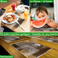 Tischsets Platzsets PVC Platzdeckchen abwaschbar Tischuntersetzer Holz Herz Liebe 30x45cm