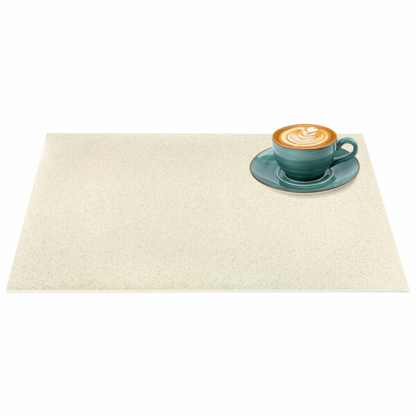 Tischsets Platzsets PVC Platzdeckchen abwaschbar Tischuntersetzer Glitzer Uni Beige 35x50cm