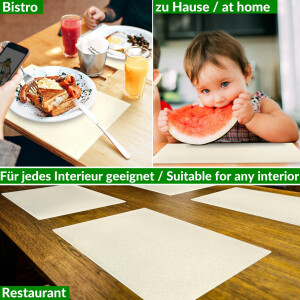 Tischsets Platzsets PVC Platzdeckchen abwaschbar Tischuntersetzer Glitzer Uni Beige 35x50cm