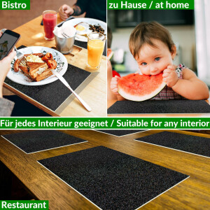 Perfektes Tischset für stilvolle Mahlzeiten –  Glitzer Uni Schwarz 35x50cm