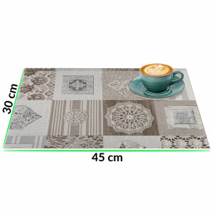 Tischsets Platzsets PVC Platzdeckchen abwaschbar Tischuntersetzer Patchwork Holz Liebe 30x45cm