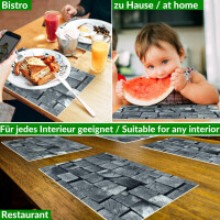 Platzset Tischset Platzdeckchen abwaschbar Tischmatte PVC Platzmatte Holz Anthrazit 30x45cm