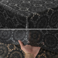 Tischdecke abwaschbar Spitzentischdecken Lace Vinyl Häkelspitze Optik Mandala Schwarz