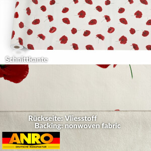 Wachstuch Tischdecke Wachstischdecke abwaschbare Tischdecke Wachstuch Meterware Gartentischdecke Floral Mohnblume