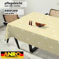 Weihnachtstischdecke Wachstuch Tischdecke Weihnachten Wachstischdecke abwaschbar Stern Motiv Beige