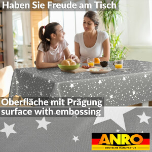 Tischdecke Weihnachten Wachstuchtischdecke Weihnachtstischdecke abwaschbar Stern Motiv Grau