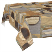 Wachstuch Tischdecke Wachstischdecke abwaschbare Tischdecke Wachstuch Meterware Gartentischdecke Holz Patchwork Braun