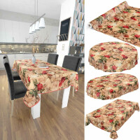 Wachstuch Tischdecke abwaschbar Oldtime Rosen Beige Wachstischdecke Meterware Outdoor Tischdecke 100x140cm