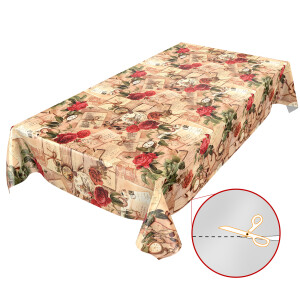 Wachstuch Tischdecke abwaschbar Oldtime Rosen Beige...