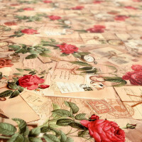 Oldtime Rosen Briefe Beige 240x140cm Wachstuch Tischdecke