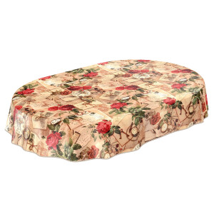 Wachstuch Tischdecke abwaschbar Oldtime Rosen Beige...