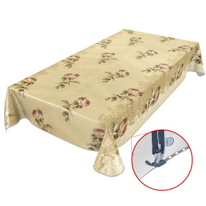 Abwaschbare Tischdecke Rosen Beige Bordüre Wachstuch...