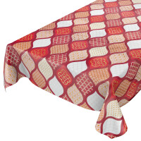 Abwaschbare Wachstuch Tischdecke Wachstischdecke Gartentischdecke Gold Rot Weiss Crochet